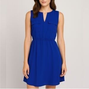 Monteau Blue Sleeveless V-Neck A-Line Dress Size Small